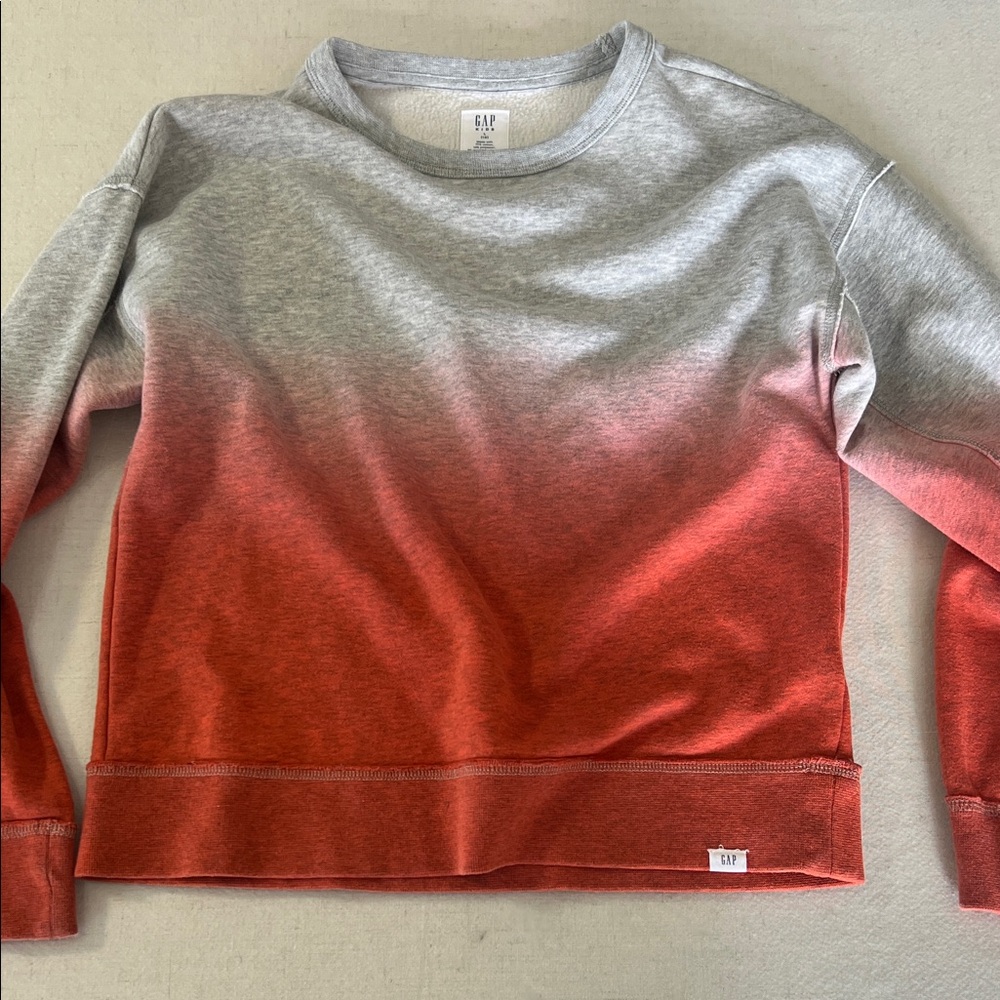 GAP Gray to Coral Ombre Crewneck Sweatshirt